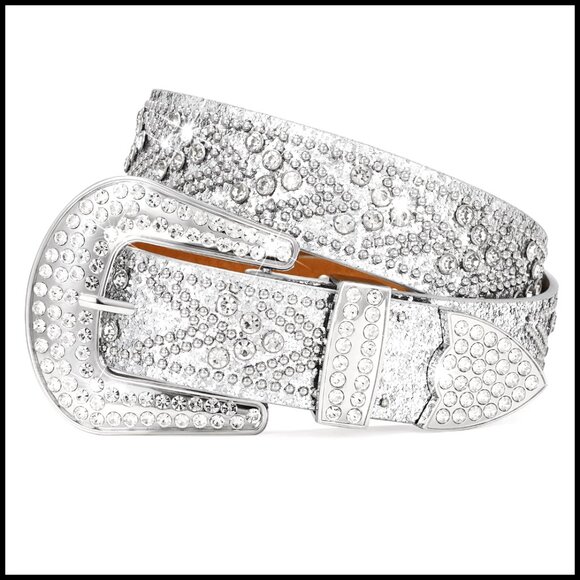 Rhinestone Studded Western Belt Faux Leather Y2K Cowboy Cowgirl Unisex Fit main image 7